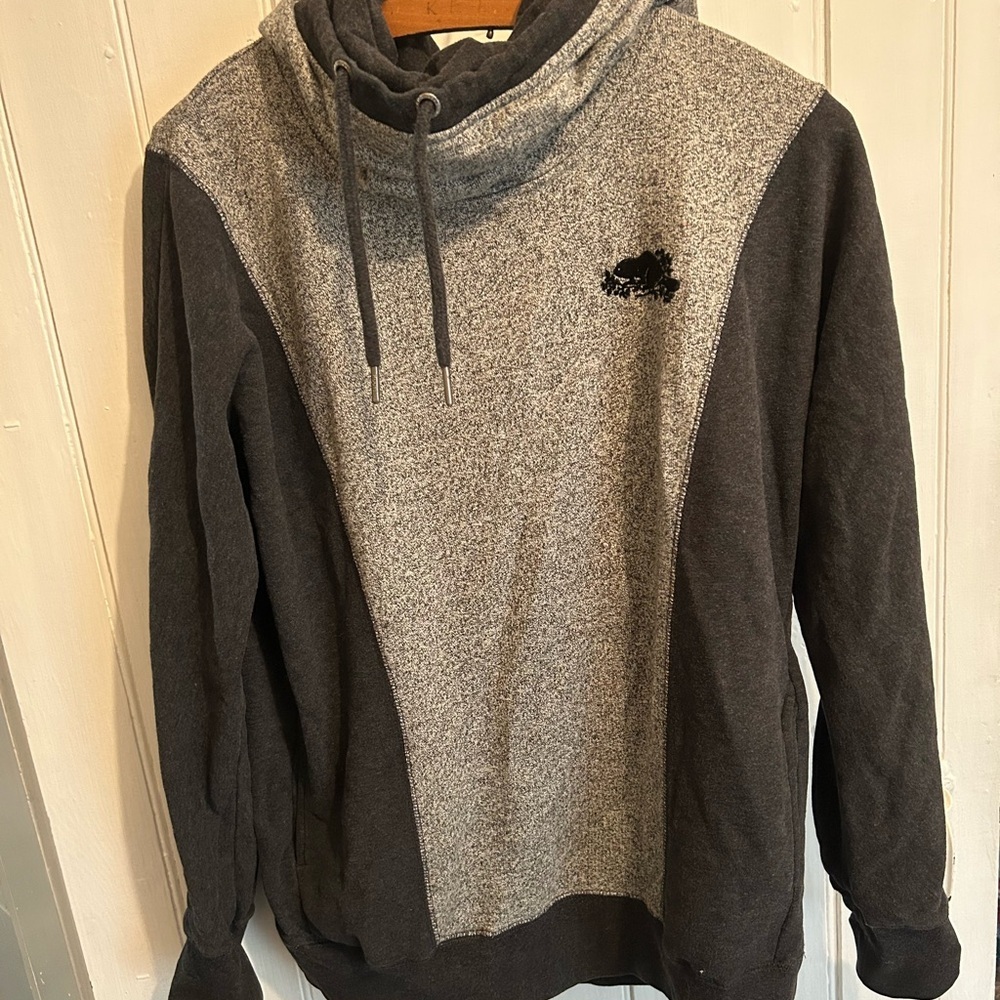 (3/$20) Roots women medium Gray and Black cowl neck hoodie Sweatshirts